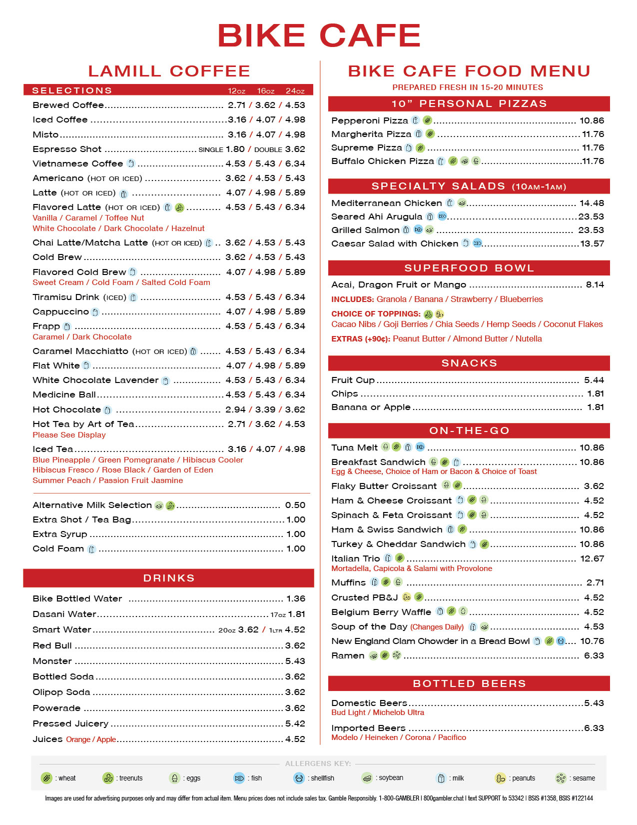 Bike Cafe Menu