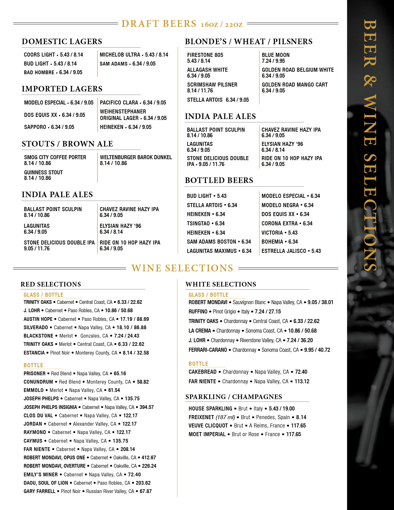 Bike Brewery Menu