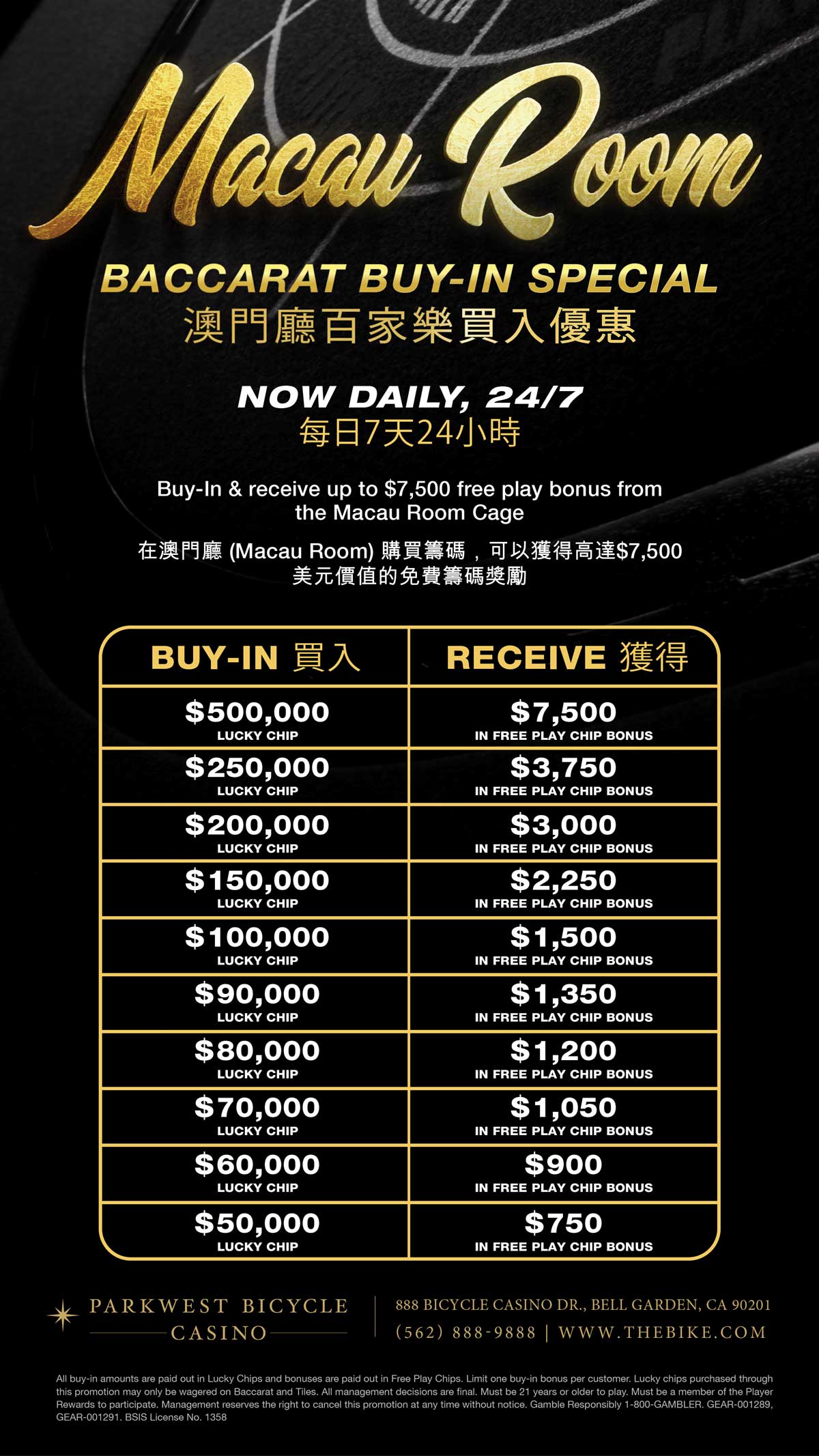 BACCARAT BUY-IN SPECIAL